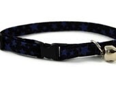 Cat Collar, Blue and Black Stars - lizziebeesthings