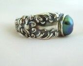 Handmade Ring Freshwater Pearl Vintage Sterling Silver Spoon Jewelry