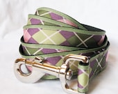Purple, Pink, Green Argyle Print Dog Leash (Large)