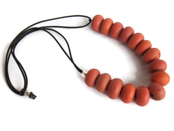 Moroccan Glass Bead Statement Necklace in Coral