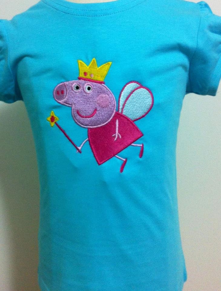 Girls Embroidered Peppa Pig Tee T Shirt
