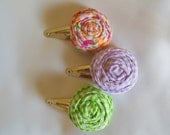 handmade fabric rosette hair clip set of three  Gift Pack