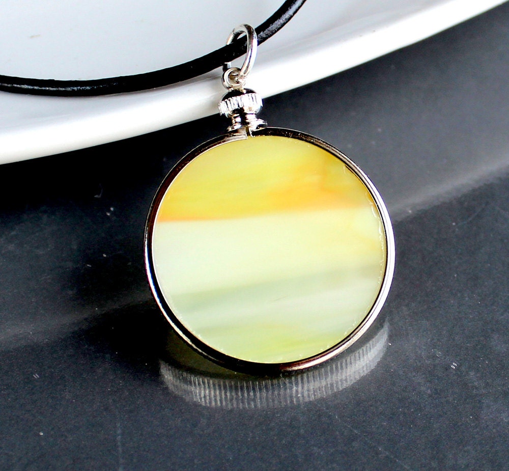 OOAK Golden Summer - Reversible Stained Glass Necklace