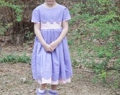 Handmade Spring Dress in Purple and Pink with Scallops, Flower Girl Dress, Easter Dress, Party Dress, Birthday Dress