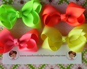 NEW ITEM----Simple Medium 3 Inch Hair Bow Lot----NEON