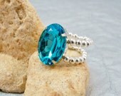 Rhinestone Stretch Ring, Acrylic Cocktail Ring, Stretch Band Ring, Handmade Ring, Womens Ring