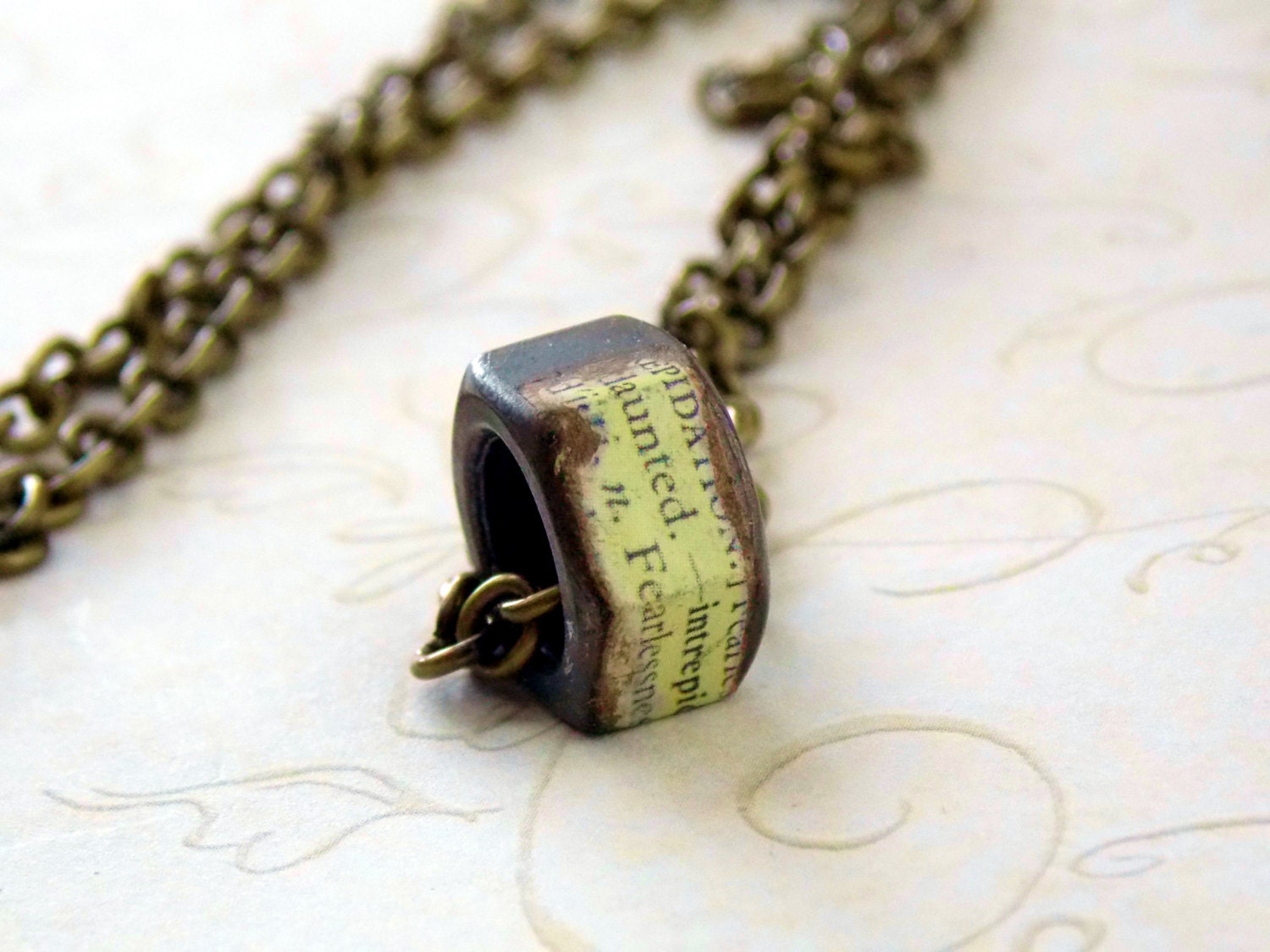 Vintage Style Mens Industrial Chic Hex Nut Necklace, Masculine Jewelry, Antique Brass