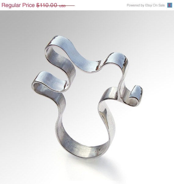 20% off SALE Ends May 23- Doodle Unique Sterling Silver Ring, Large Silver Ring, Contemporary Ring, Designer silver ring Italian Contempora