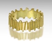 TEMPO 14k Yellow Gold Wedding Ring, Unique Wedding band, Alternative men's wedding band, italian fine jewelry