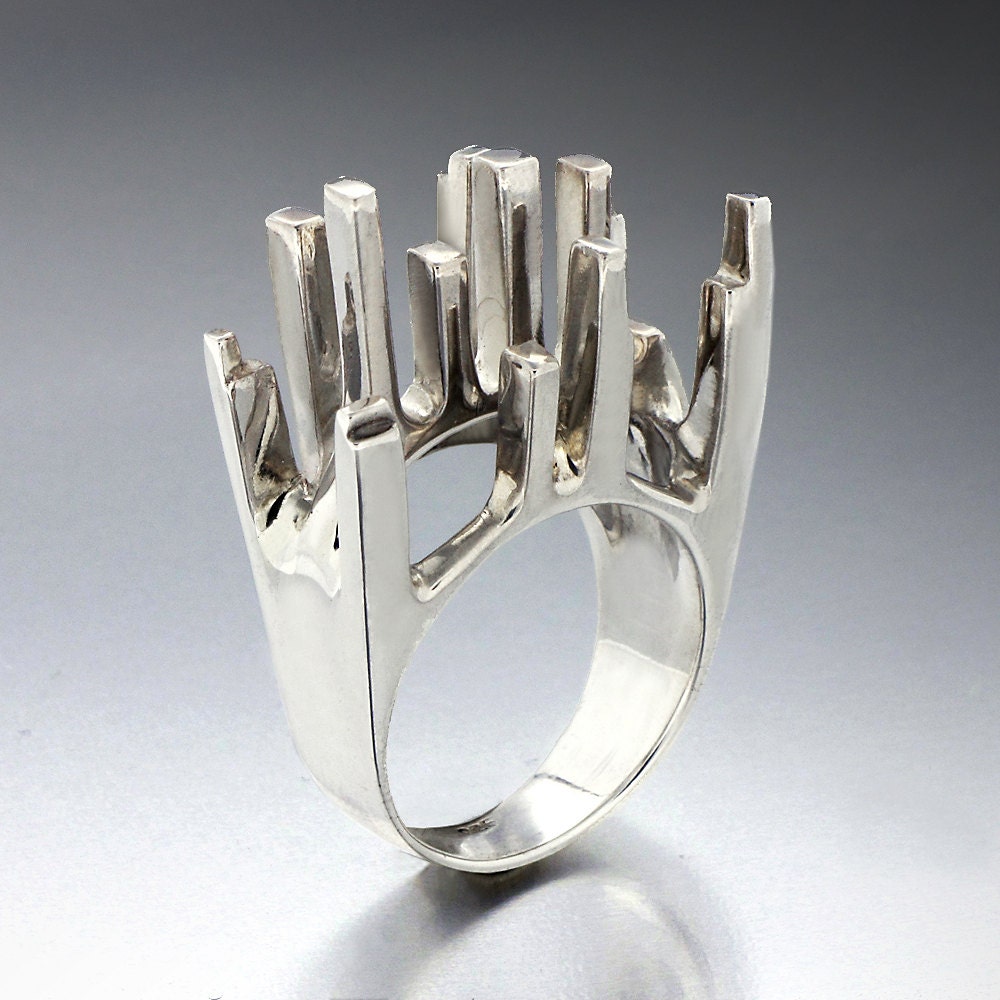 NEW YORK Unique Sterling Silver Ring, Large Silver Ring, Contemporary ring, Designer ring,  Italian Jewelry