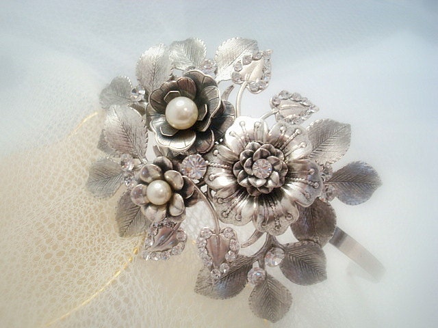 Bridal headband, Wedding hair accessories, Flower headband, Rose Garden headband,  vintage style headband