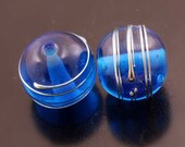 Handmade Lampwork Beads Metallic Dark Aqua Blue Rounds Earring Pair Heather Behrendt BHV SRA LETeam