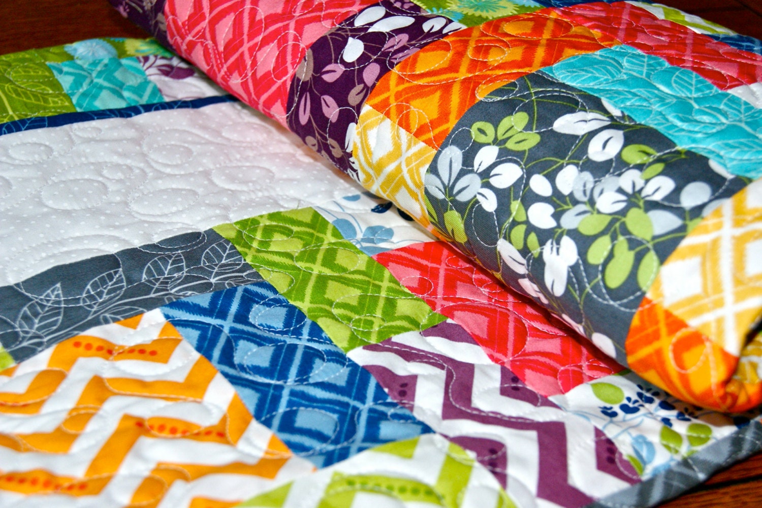 Quilt Scrappy Baby Toddler Simply Color Handmade