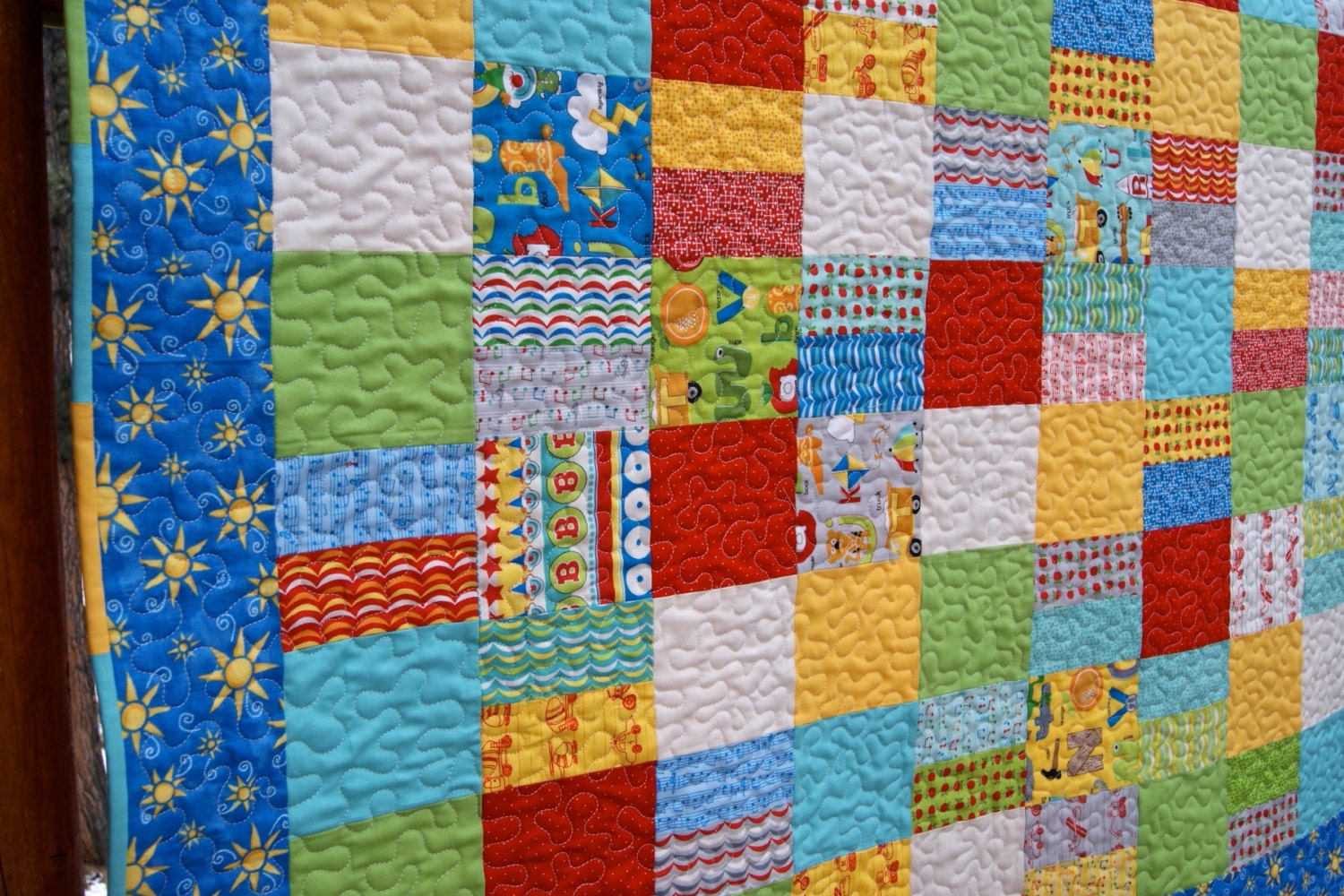 Quilt Baby Patchwork Handmade Apple Jack Fabrics Lap Throw Children