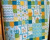 Quilt Baby Boy Patchwork Handmade Happi Fabrics Toddler Blue Scrappy Crib Nursery