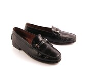 SALE Tods Driving Loafers Vintage 1990s Black Leather Moccasins Shoes Women's 7 1/2