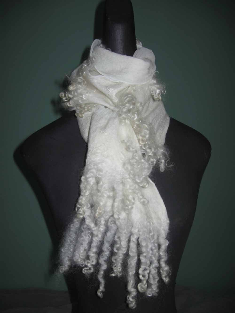 Nuno Felted Silk and Merino Wool Scarf Snowflake