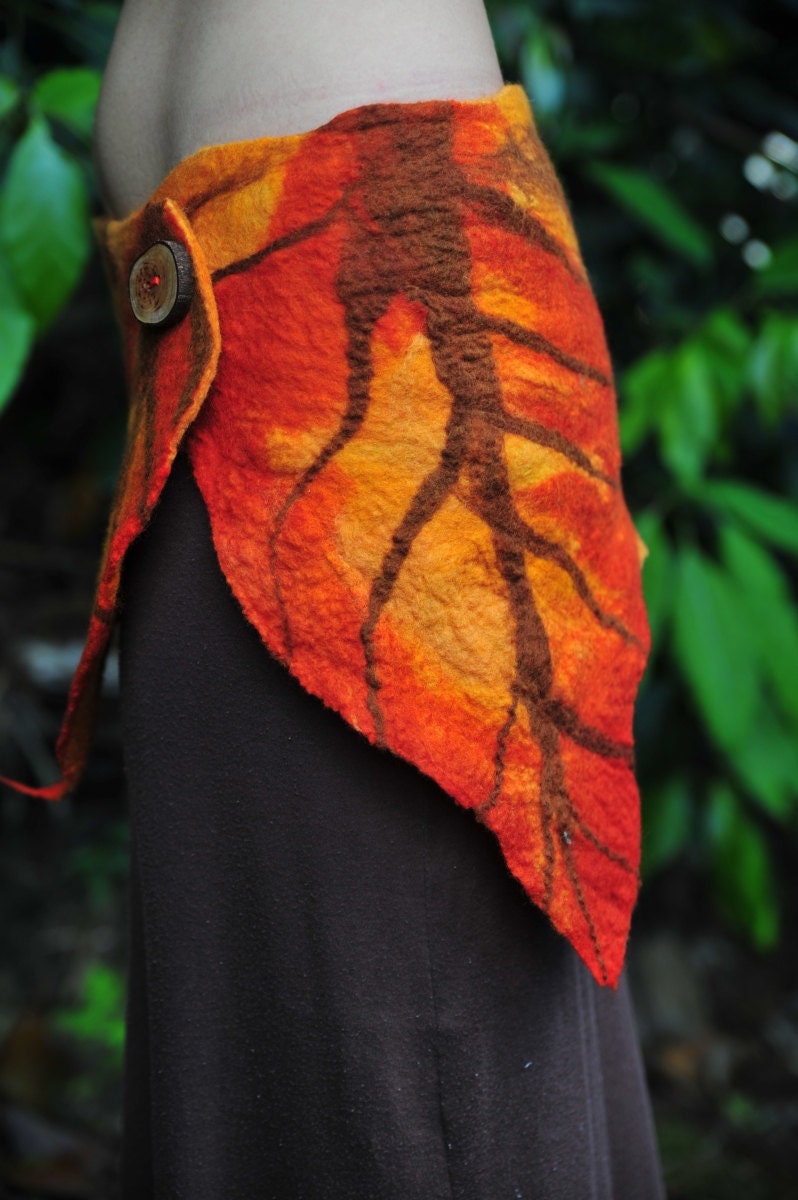 Felt Autumn Leaf Fairy Pixie Belt Skirt OOAK
