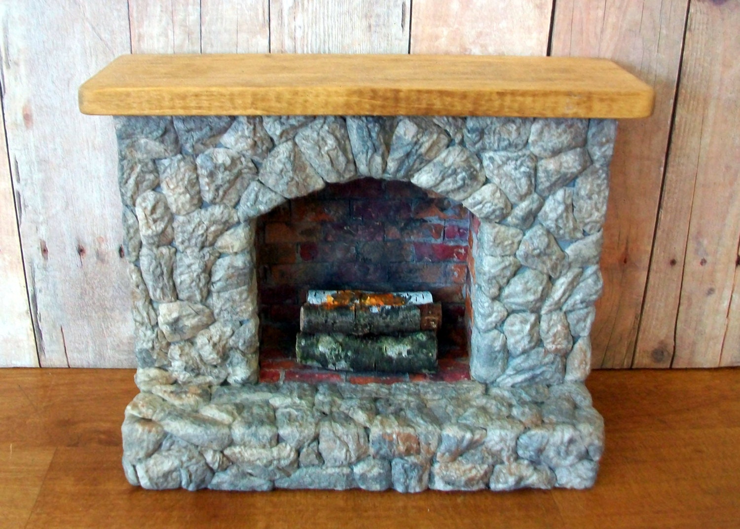 Miniature Stonework Fireplace (1 inch dollhouse scale)