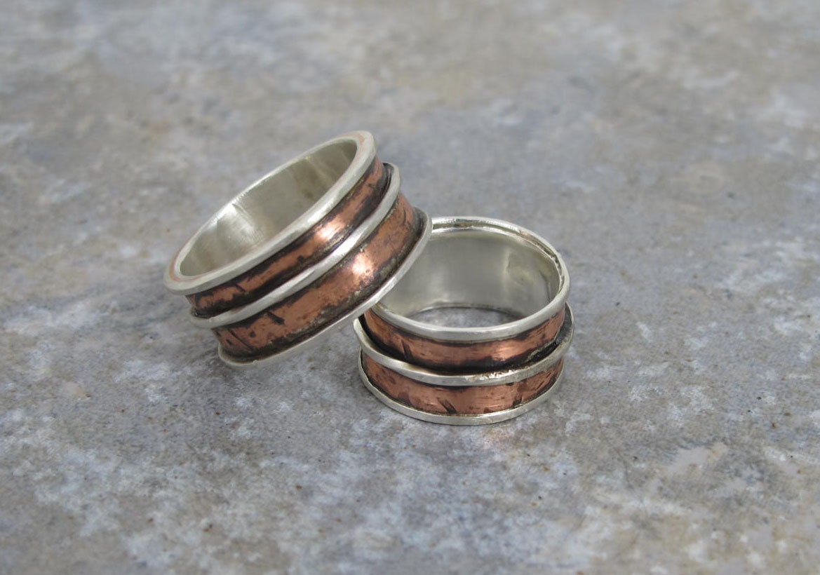Copper, Sterling Silver Lined, Handmade Ring, Anniversary, Wedding, Birthday, Gift, Made to order