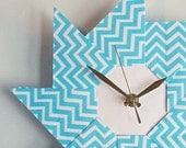 Unique Chevron Clock - Blue Origami