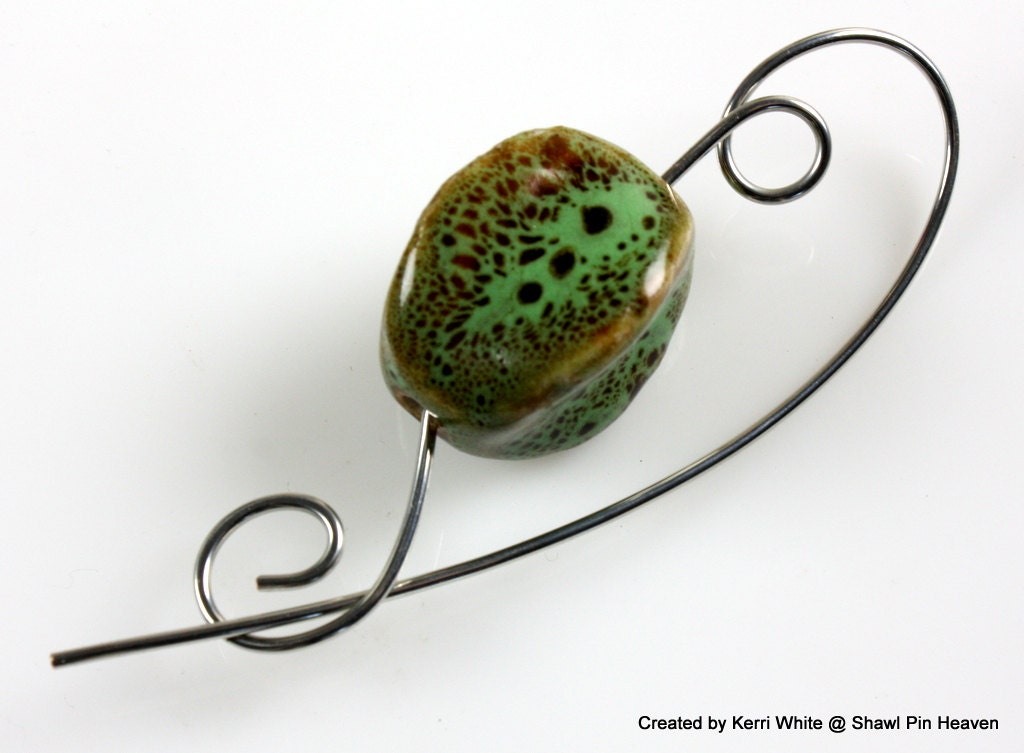 Shawl Pin, Scarf Pin, Brooch - Magical Forest Dented Cube