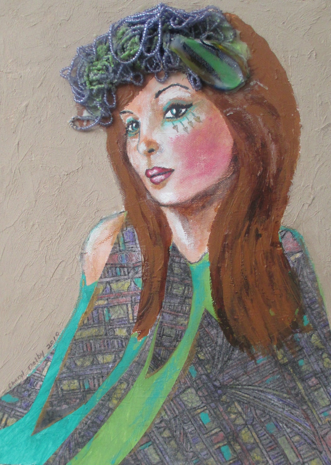 Mixed Media Original Painting-"Ariel"
