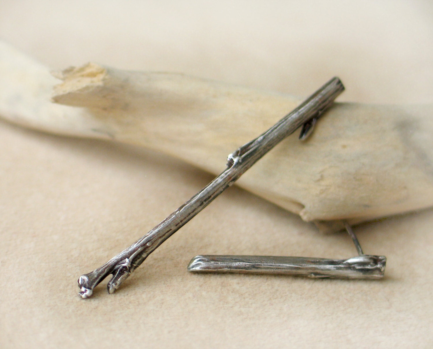 Twig Sterling Silver Earrings - Organic tree branch