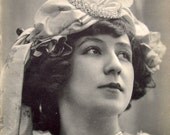 Antique theatre postcard, with moon hat, 1900s