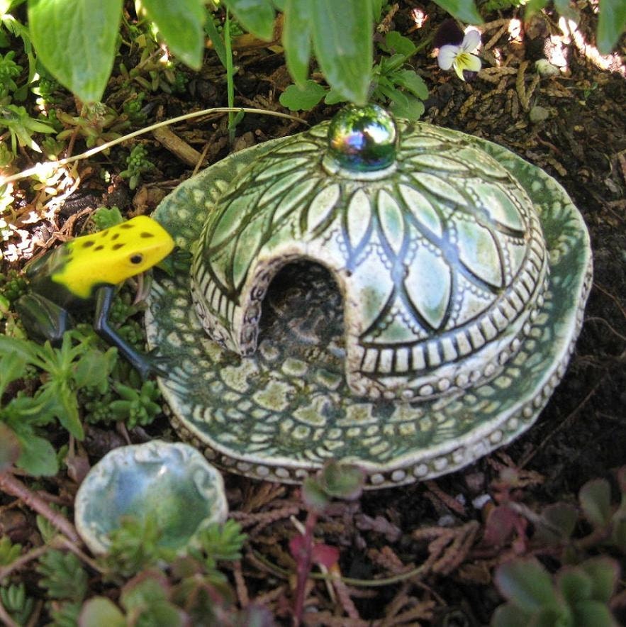 Miniature Pet House - Terrarium or Garden Art - Fern Green - Fun, Cute, Unique Garden, Housewarming, Wedding Gift
