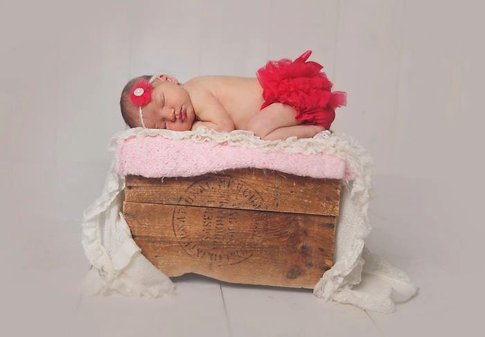 Watermelon Chiffon Diaper Cover Newborn Baby Photography Props with Headband in 0-3 Months - Newborn Photo Props, Bloomers, Girl Props