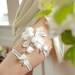 Wedding Garter Set - Pearl and Crystal Garter Set on floral lace