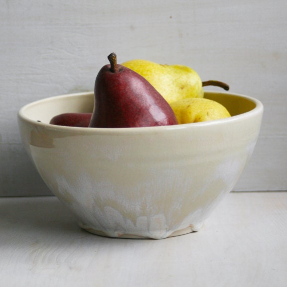 White Serving Bowl - Handmade Warm White Ceramic Bowl Simple White Pottery Made in USA Ready to Ship