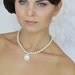 Bridal Pearl Necklace, Vintage Wedding Necklace, Bridal Jewelry , Centered Pedant  Single Strand Necklace, Ivory White Pearl- Style 792