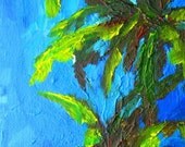 Art, painting, Landscape, home decor, Decor, gift, palm trees, beach, original, acrylic painting, blue and yellow, art, modern, tropical