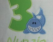 Shark Birthday Number Custom Personalized boys or Girls Shirt