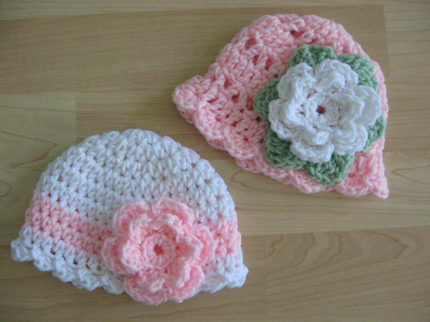 Crochet Baby Girl Hats Set of 2