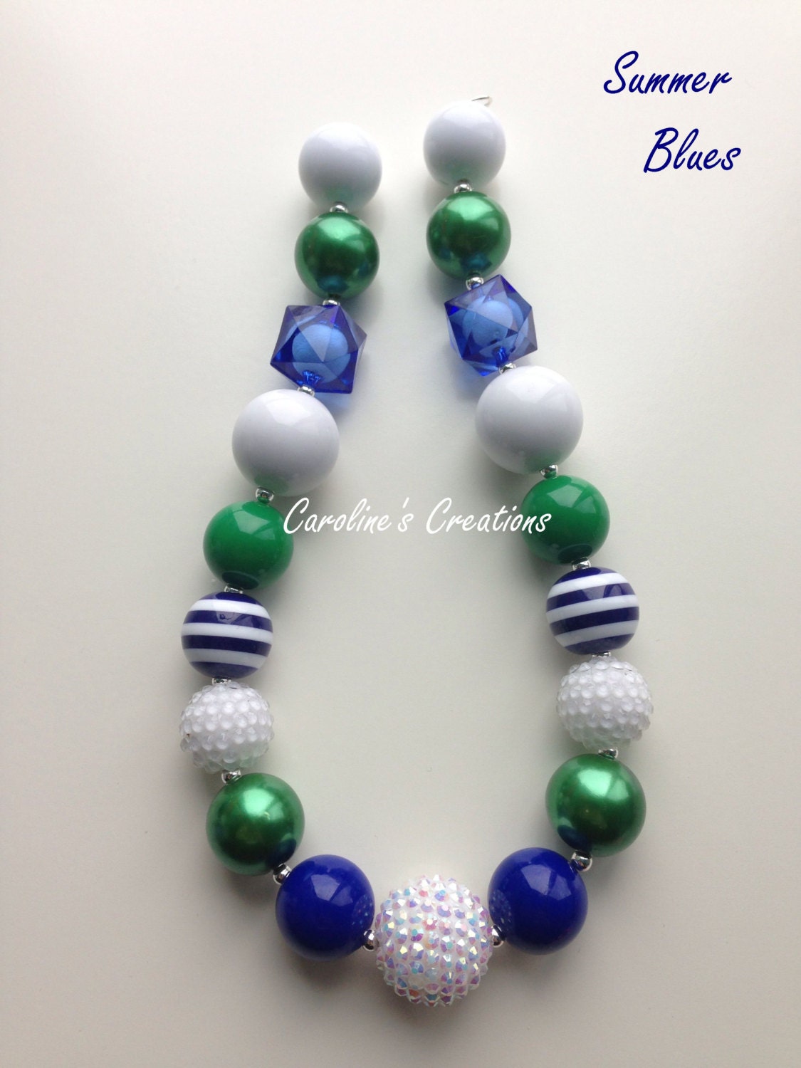 Summer Blues Colorful Girl's Chunky Necklace B4G1 Free