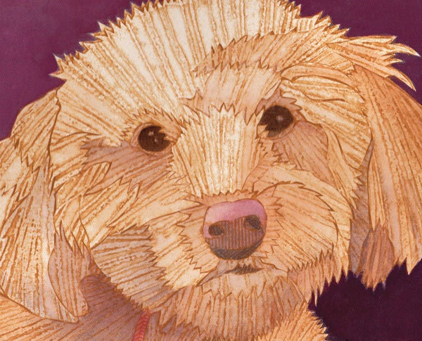 Poodle Mix Bichon Mix Dog Art Collograph Print - Mortimer 1