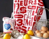 RED Screen printed Tea Towel type design red kitchen towel kitchen decor red dish cloth