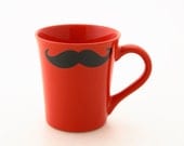 Mustache Mug Moustache Mug Red Double Sided Kiln Fired