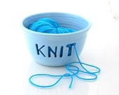 Knit Yarn Bowl,  Knitting Crochet, sky blue