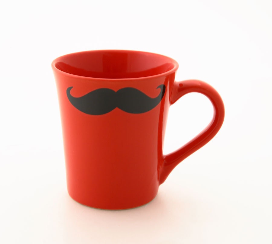Mustache Mug Moustache Mug Red Double Sided Kiln Fired