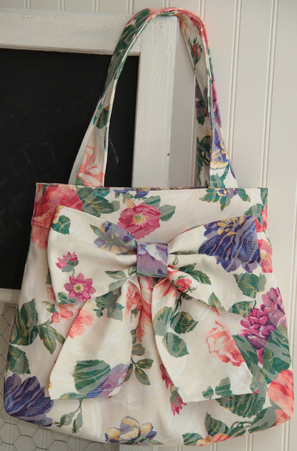 Floral Bow Bag / Purse with Double Handles
