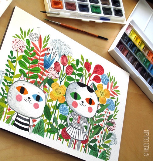 Garden Party... original watercolor