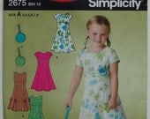 Simplicity 2675 "It's So Easy" Sewing Pattern Child's Girls' Dress and Bag Size 3, 4, 5, 6, 7, 8