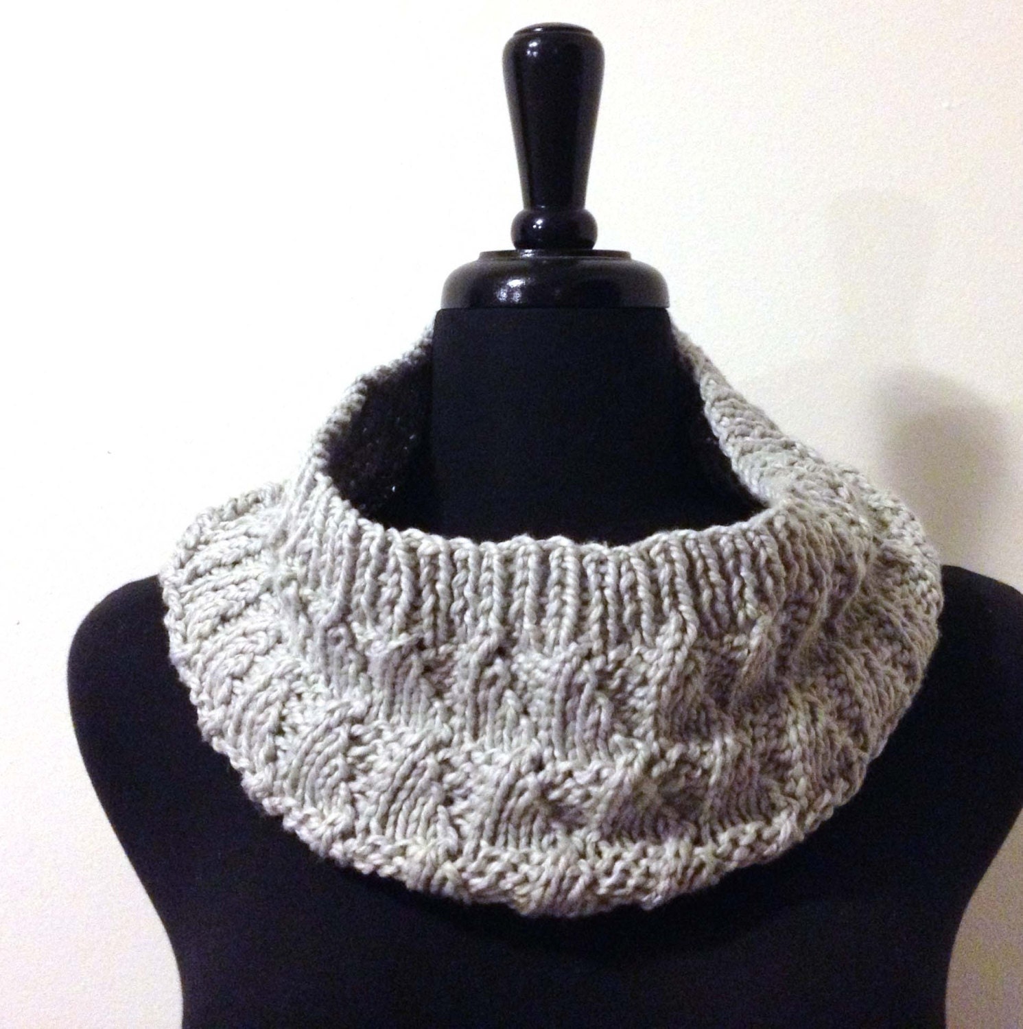 Hand Knit Organic Cotton Triangles Cowl, Sails, Shark Fins in Silver Gray, Also Available in Other Colors