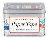 Cavallini & Co. Paper Masking Tape - Vintage Travel - Set 5 with Steel Tin