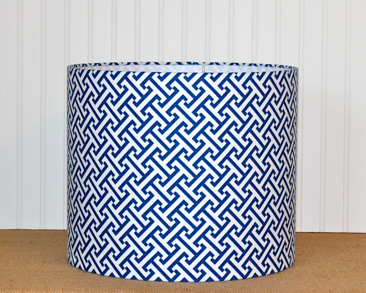 Blue and White Modern Drum Lampshade