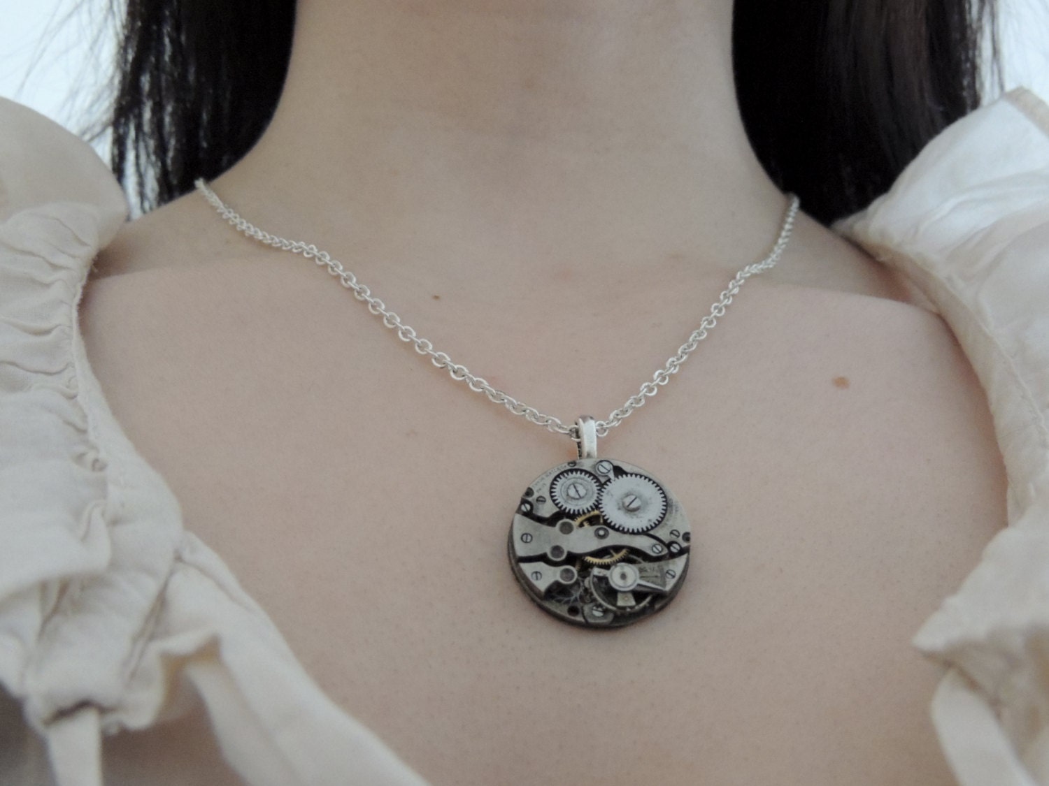 Steampunk necklace vintage watch movement